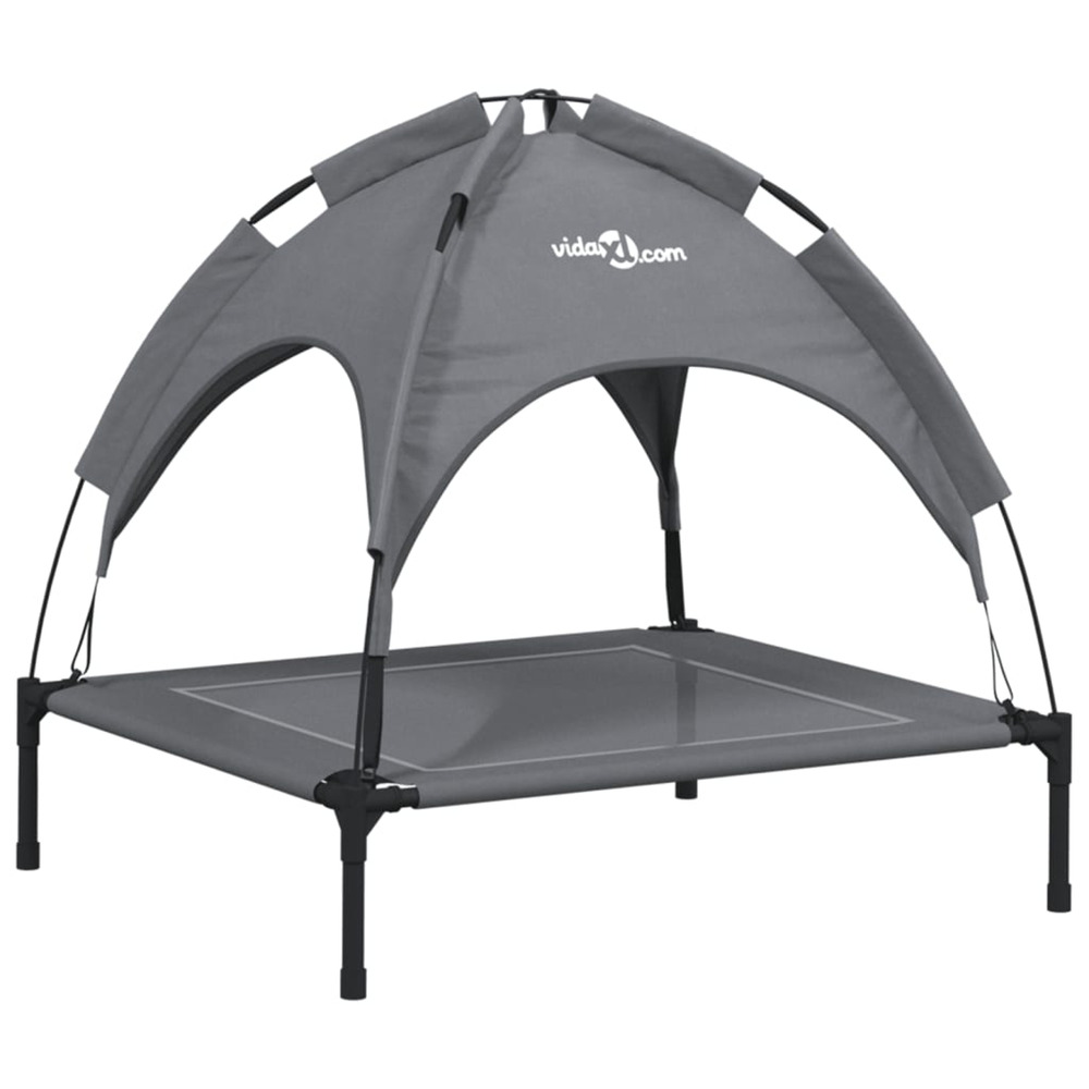 Lit pour chien avec auvent anthracite tissu oxford et acier