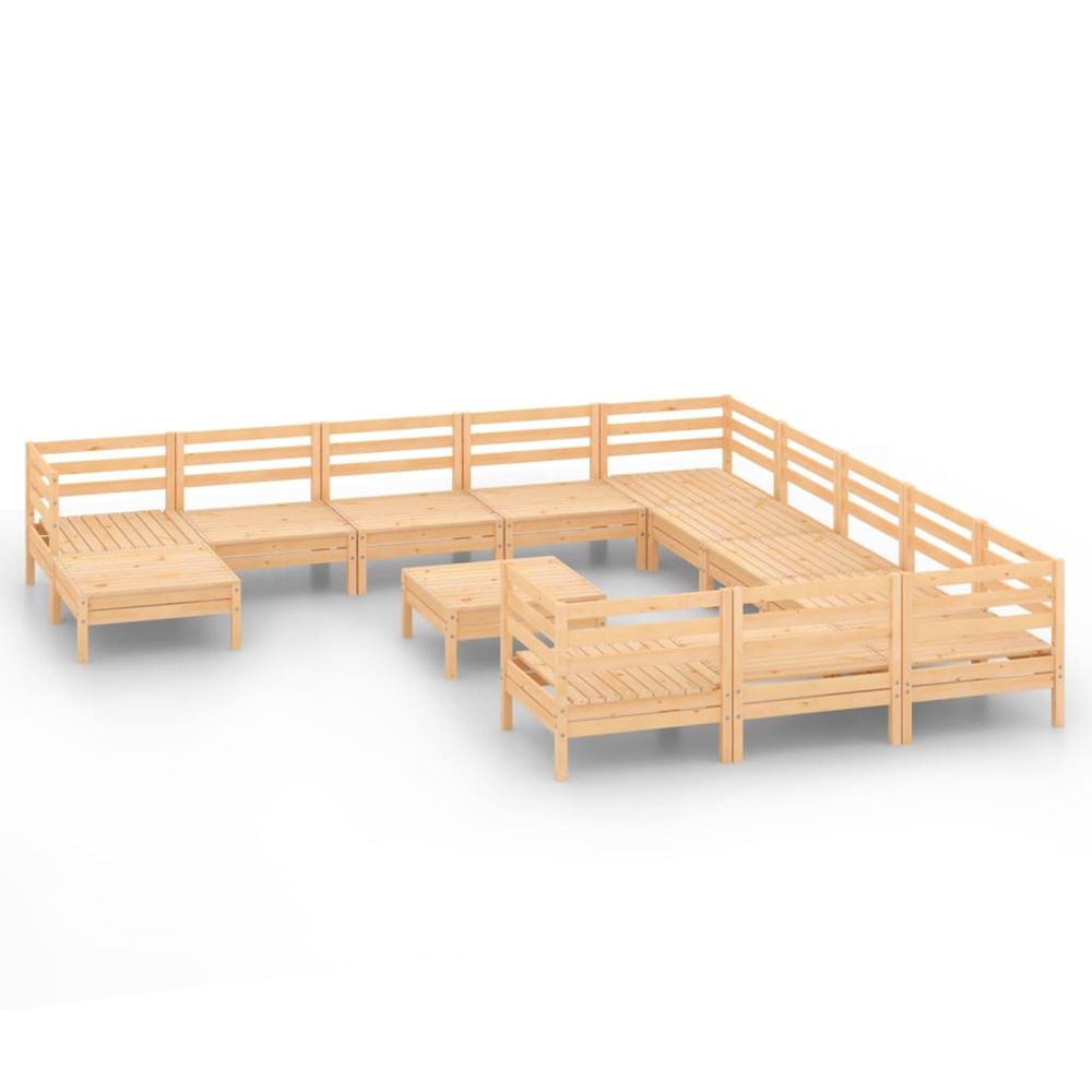 Salon de jardin 13 pcs bois de pin massif