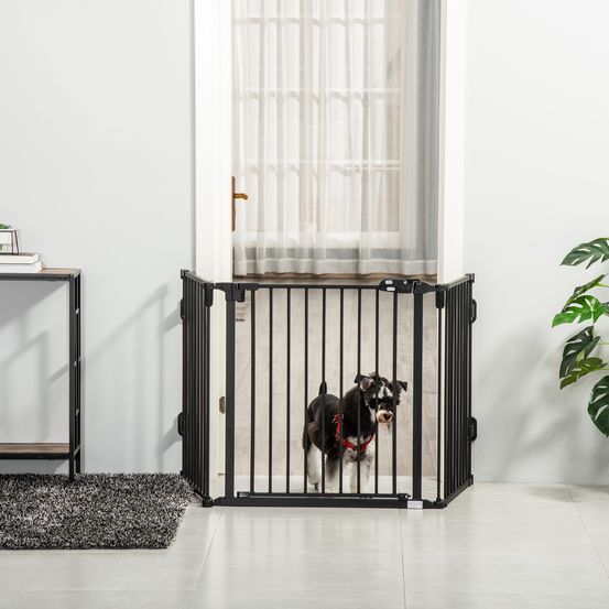 Barrière chien pliable sécurité escalier porte auto fermeture 202cm noir - comfortxl pet living