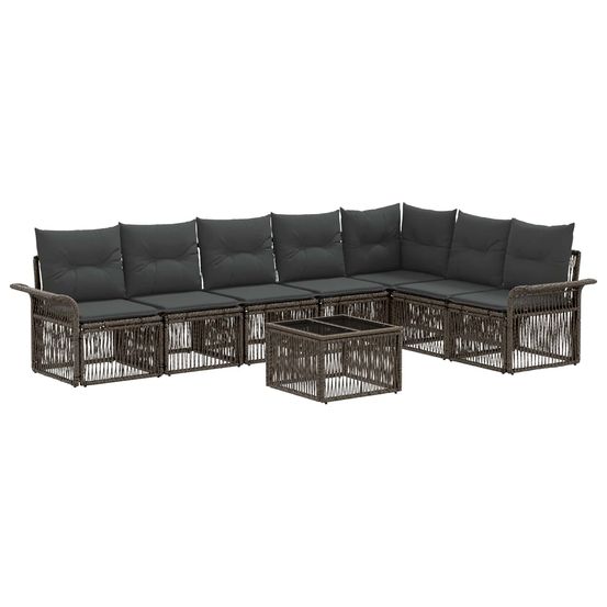 Ensemble de canapé de jardin 8 pc gris polyrotin
