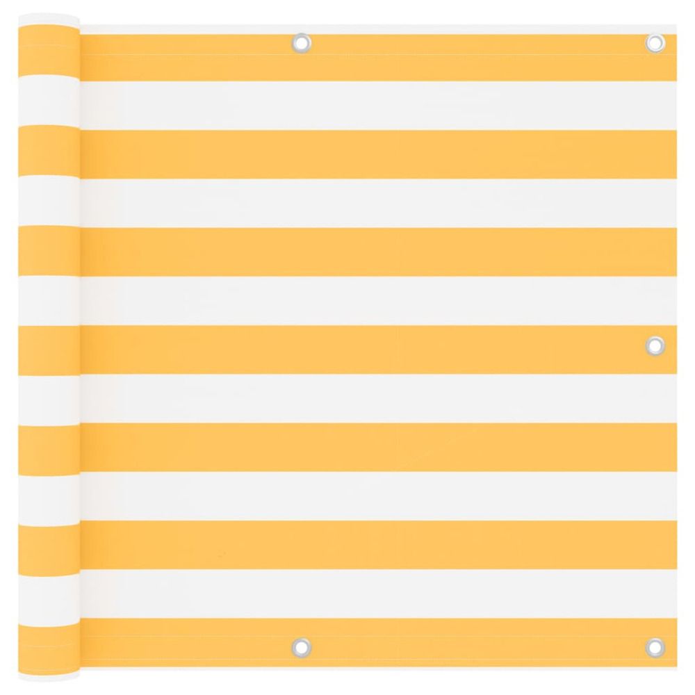 Écran de balcon blanc et jaune 90x500 cm tissu oxford