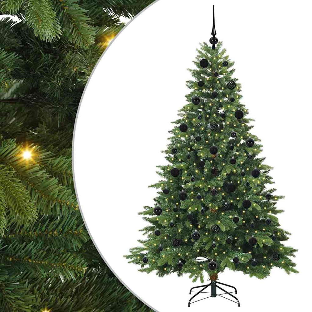 Sapin de noël artificiel avec 300 led vert 210 cm pe et pvc