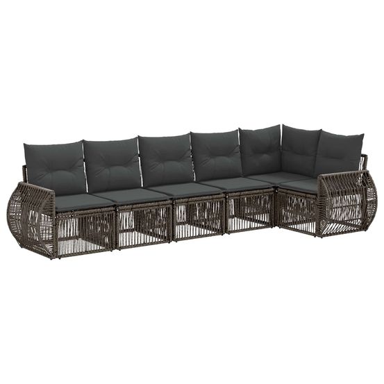 Ensemble de canapé de jardin 6 pc gris et gris foncé polyrotin