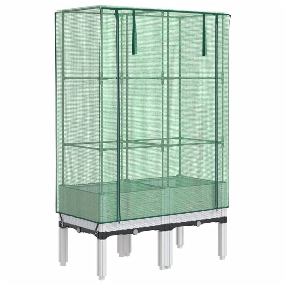 Jardinière d'extérieur surélevée avec housse aspect rotin 80x40x140 cm