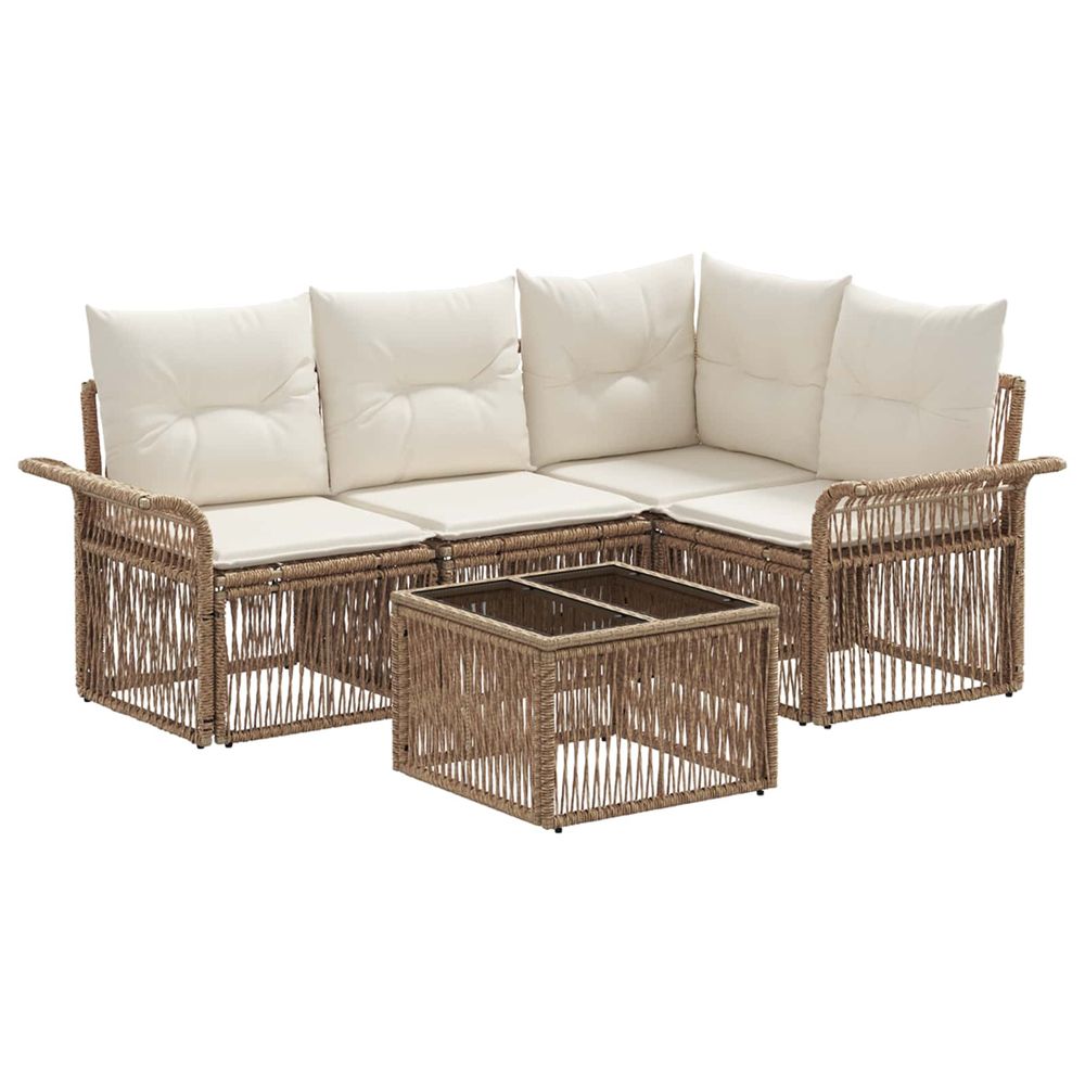 Ensemble de canapé de jardin 5 pc beige polyrotin