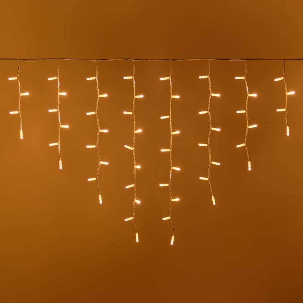 Guirlande stalactite 4,8m h 100cm lumière fixe 168 super led blanc chaud raccordable 230v lotti