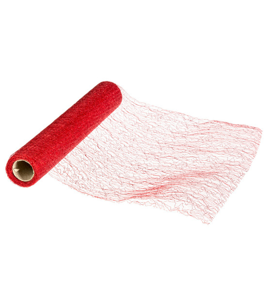 Chemin de table maillage rouge et métallique 28 x 400 cm