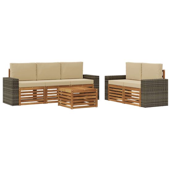 Ensemble de canapés d'extérieur 6 pc naturel et beige