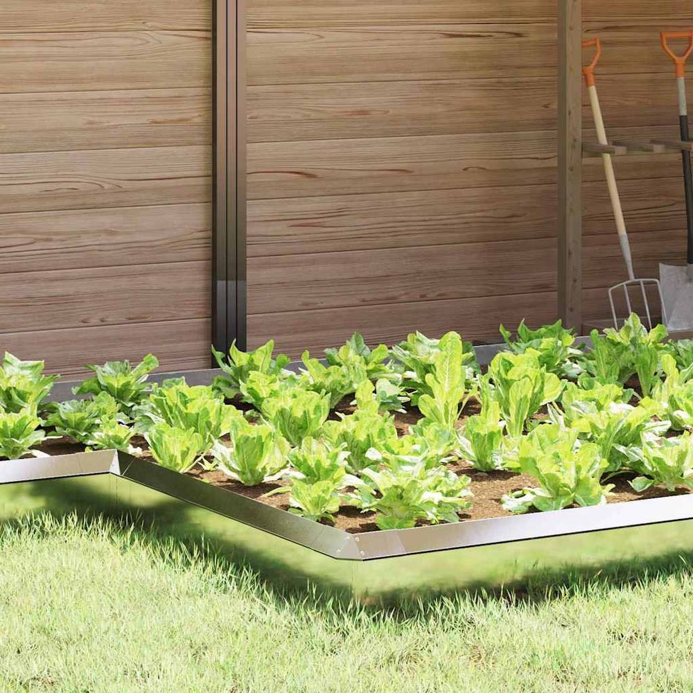 Clôture anti-limaces lot de 4 acier inoxydable extérieur protection jardin 13x25cm argent