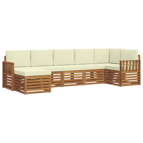 Ensemble de canapé d'angle avec coussin 7 pcs naturel et crème