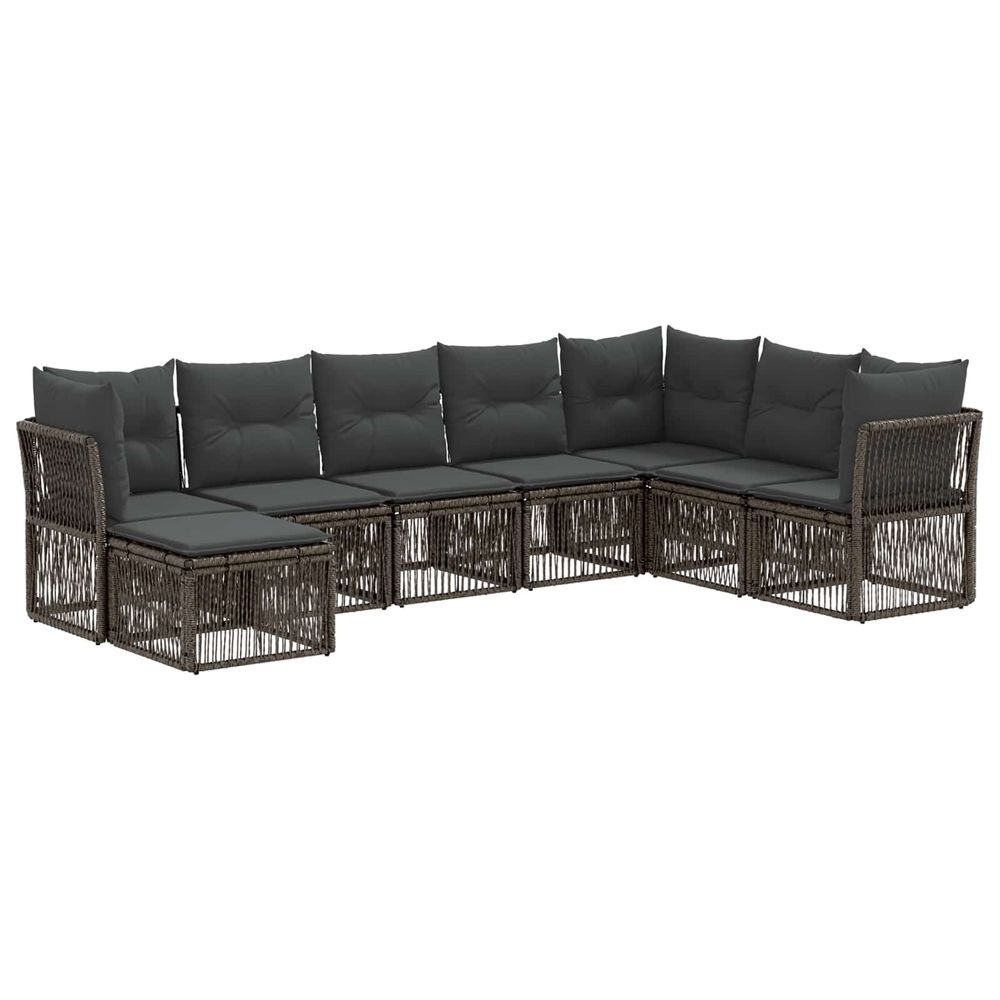 Ensemble de canapé de jardin 8 pc gris polyrotin