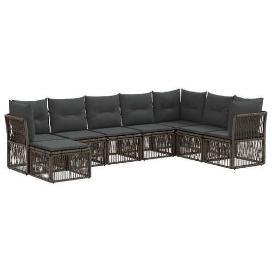 Ensemble de canapé de jardin 8 pc gris polyrotin