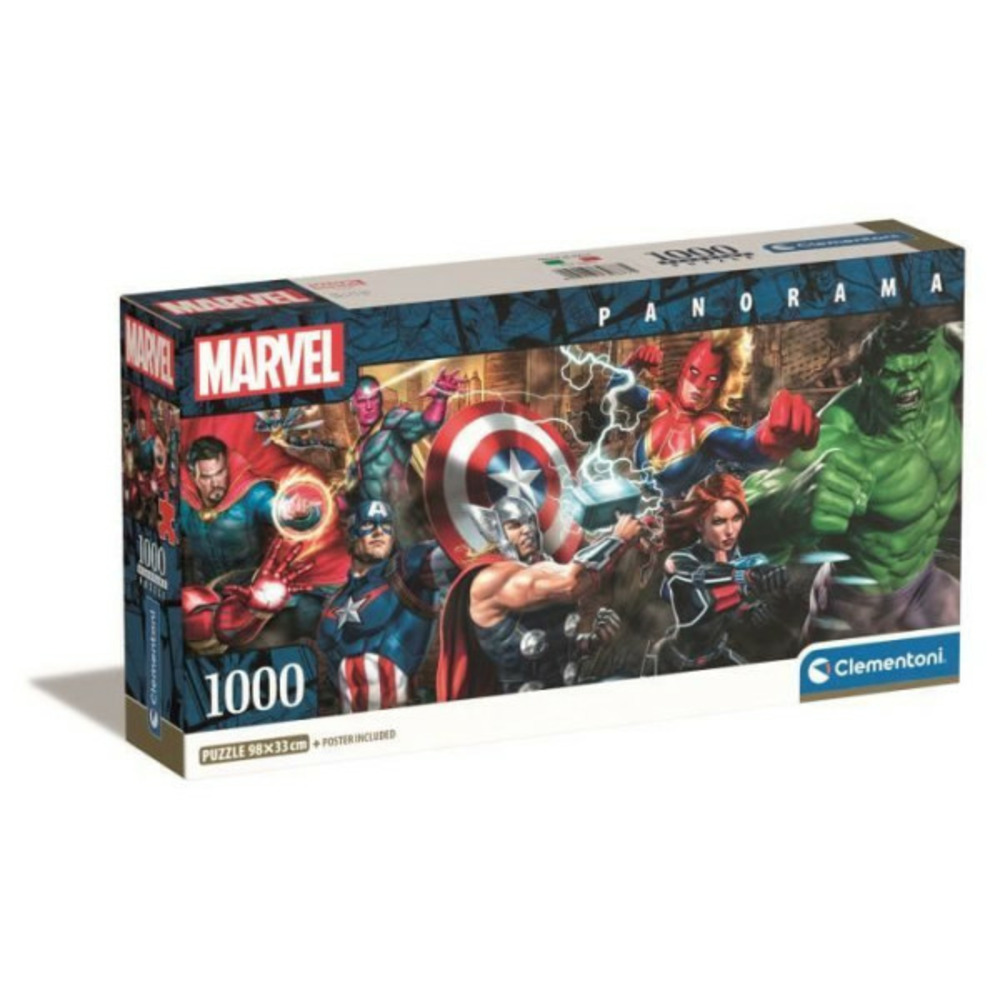 Clementoni - compact 1000 pieces panorama - marvel, the avengers