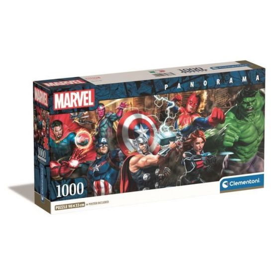 Clementoni - compact 1000 pieces panorama - marvel, the avengers