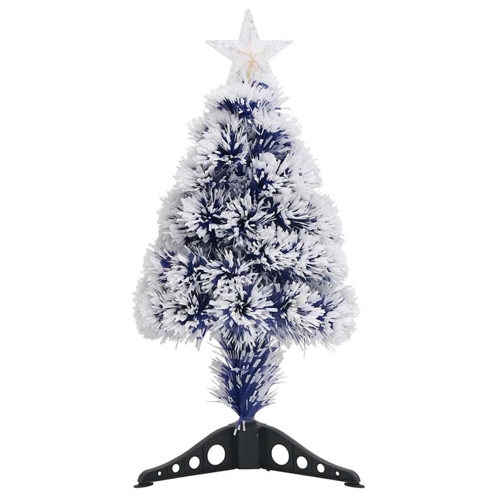 Arbre de noël artificiel pré-éclairé blanc/bleu fibre optique