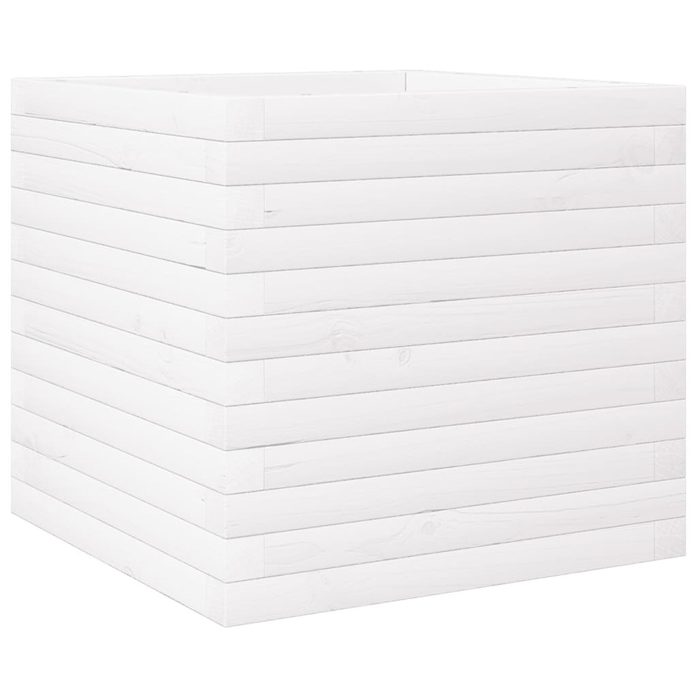 Jardinière bac lit surélevé plantes fleurs terrasse jardin 50 x 50 x 46 cm bois de pin massif blanc