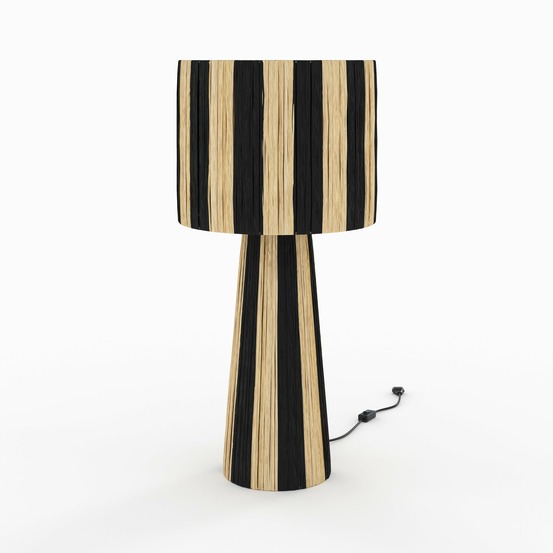 Soléa-grande lampe rayée noire en feuille de palmier
