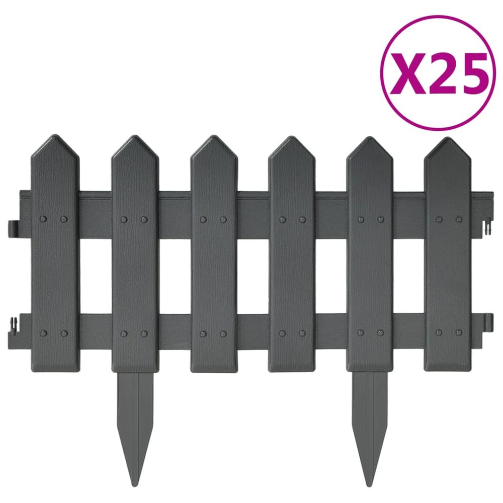 Bordures de pelouse 25 pcs anthracite 10 m pp