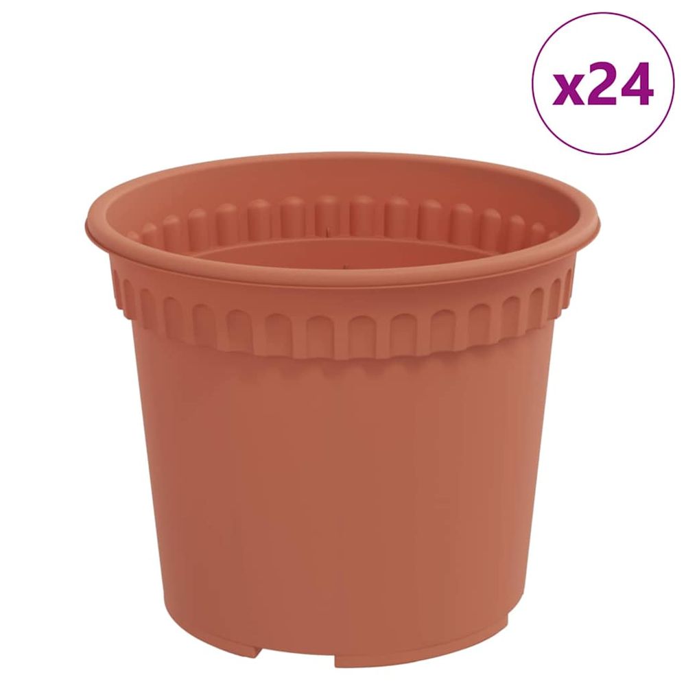 Pot à fleurs rond 24 pc rouge brique ø 12,5 x 10 cm plastique