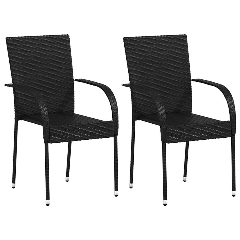 Chaises empilables d'extérieur lot de 2 résine tressée noir