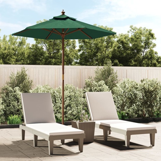 Parasol de jardin avec mât en bois vert 196x231 cm