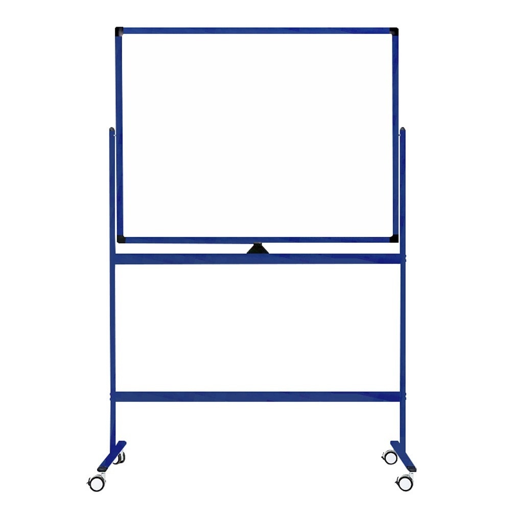 Tableau blanc mobile 100 x 150 cm - double face - bleu