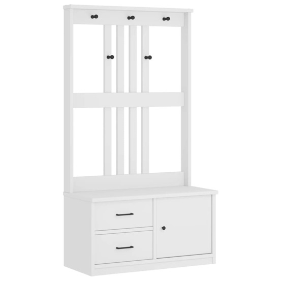 Portemanteau sandnes blanc 87x40x159,5 cm bois massif pin