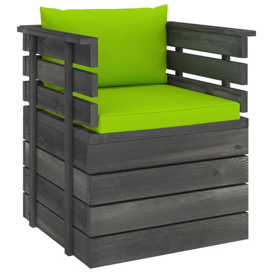 Fauteuil de jardin avec coussins bois de pin