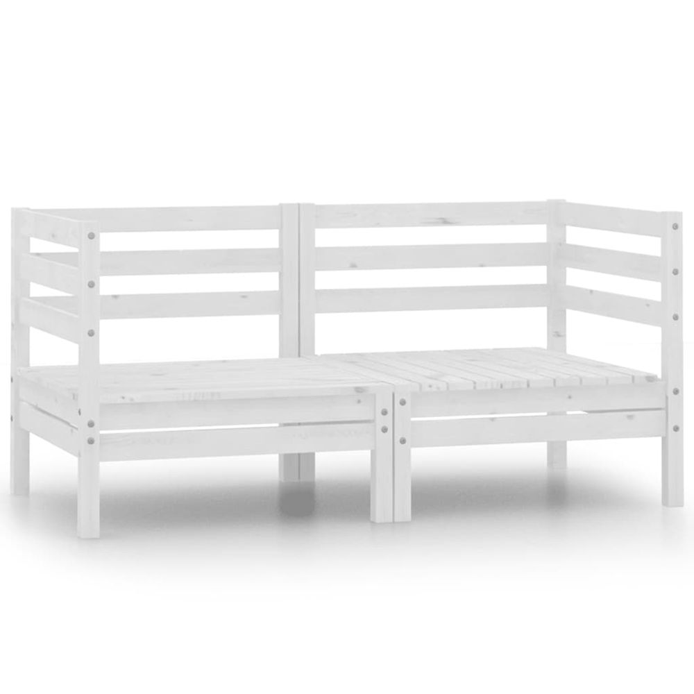 Canapé à 2 places de jardin blanc bois de pin solide