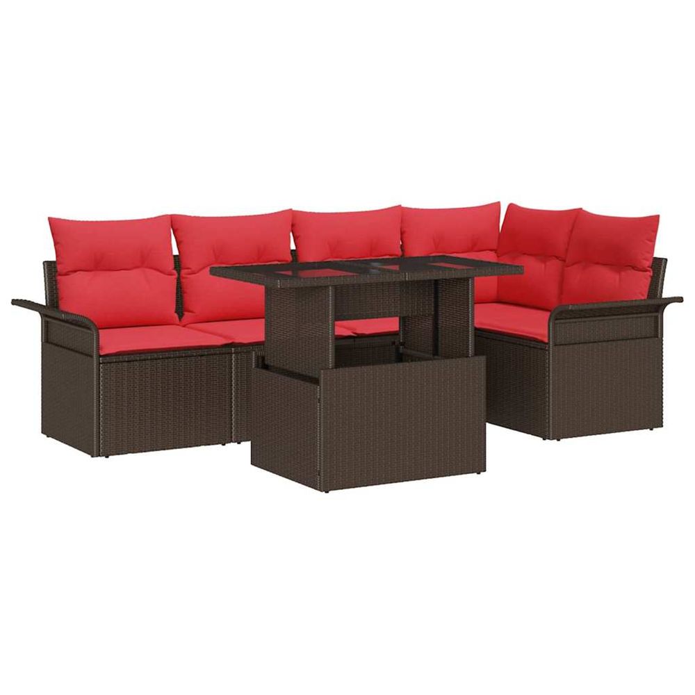 Ensemble de canapé de jardin 6 pc marron