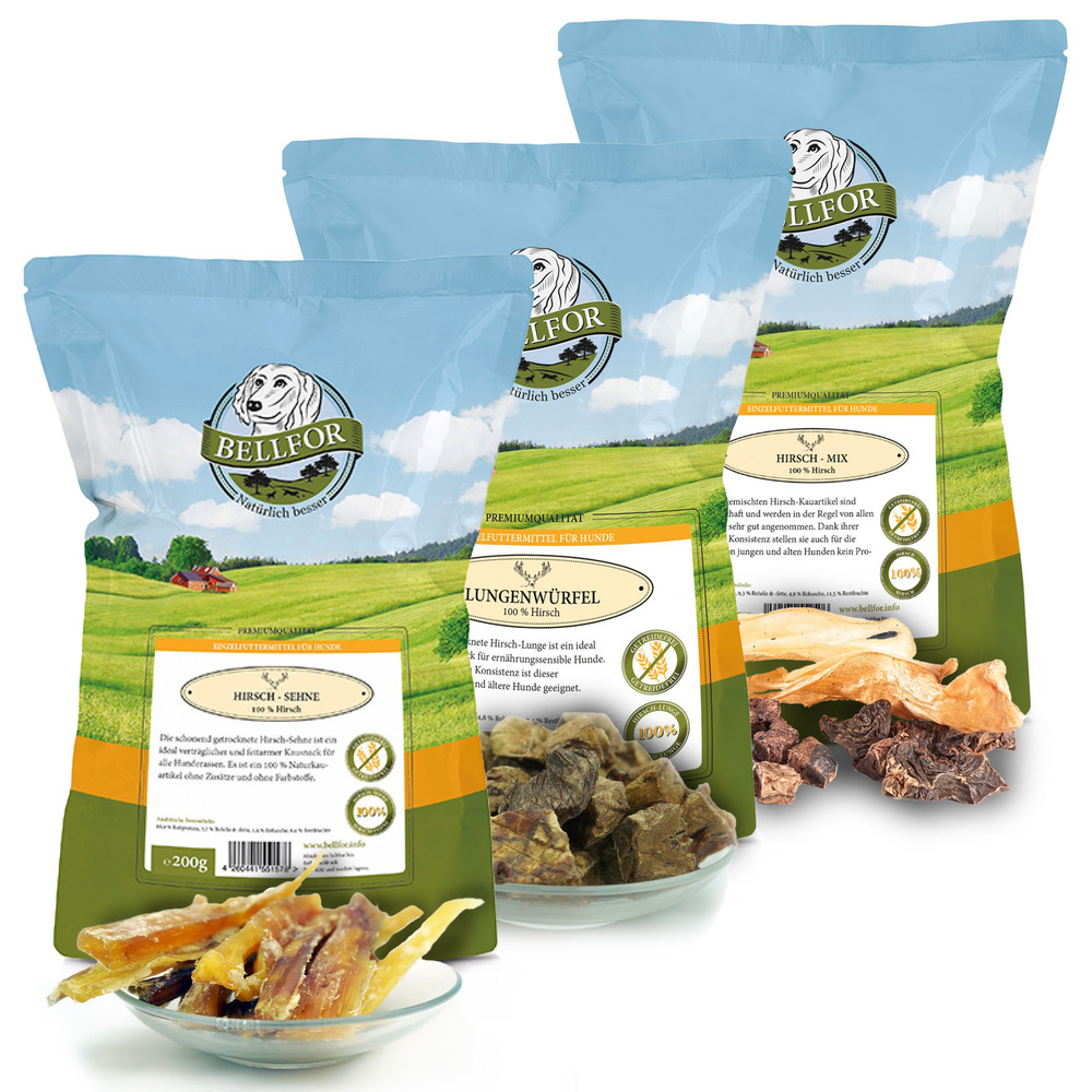 Des friandises saines pour chiens à base de cerf dans un set économiseur