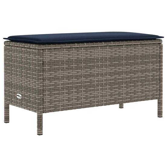 Pouf de jardin gris et bleu marine 80 x 38 x 42 cm rotin pe