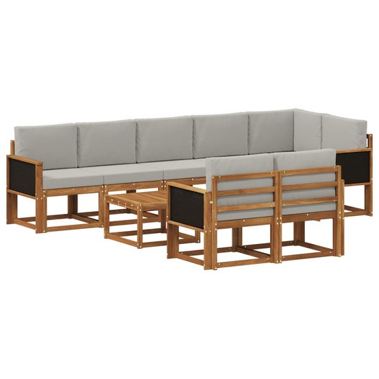 Ensemble de canapés d'extérieur 9 pc naturel et gris clair