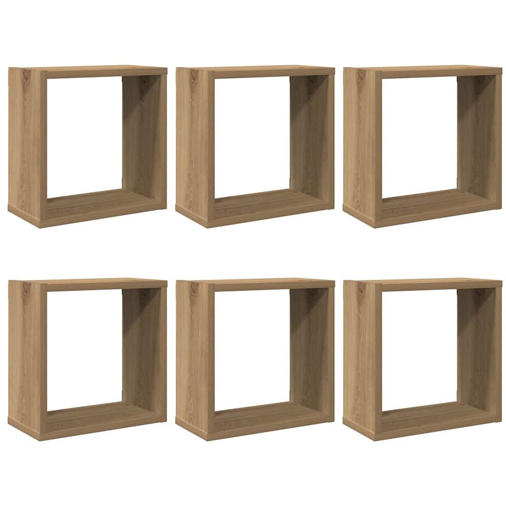 Étagères cube murales 6 pcs chêne artisanal bois d'ingénierie