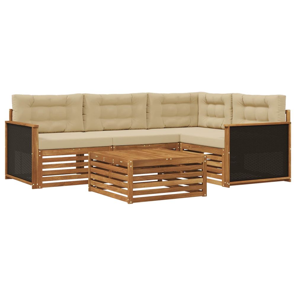 Ensemble de canapés d'extérieur 5 pc naturel et beige polyester