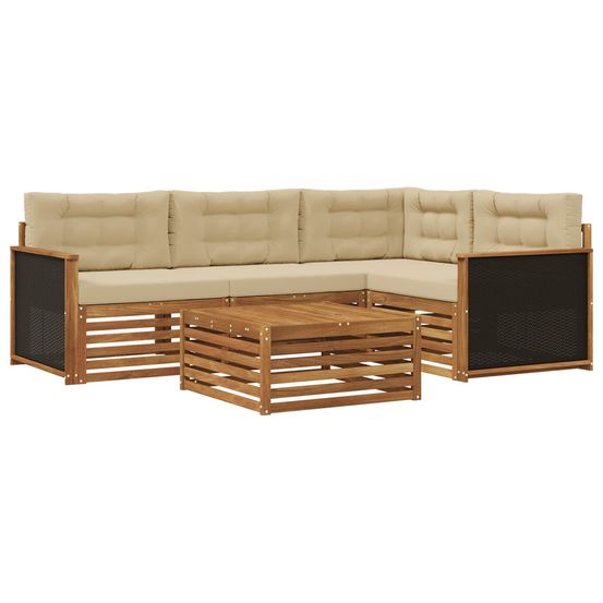 Ensemble de canapés d'extérieur 5 pc naturel et beige polyester
