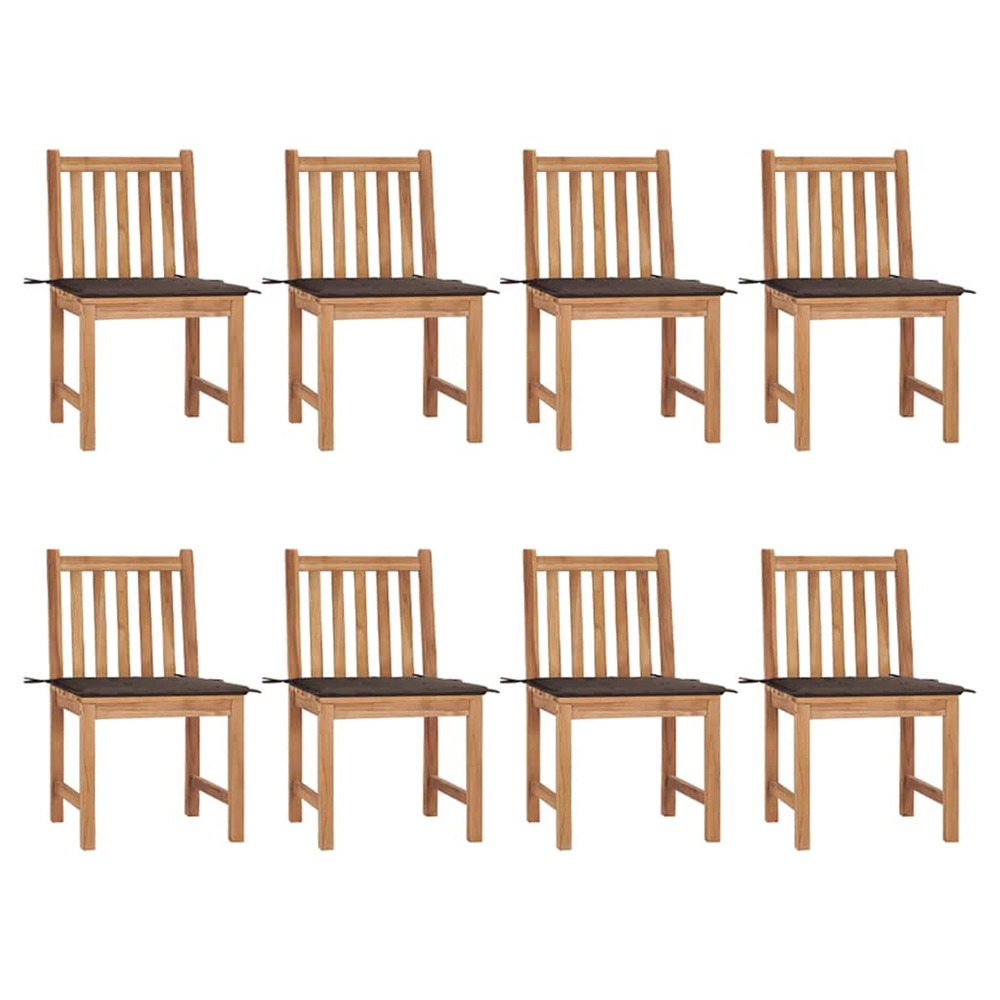 Chaises de jardin lot de 8 avec coussins bois de teck massif