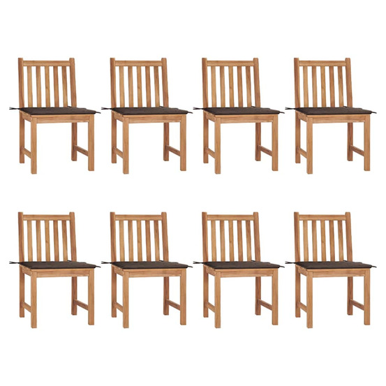 Chaises de jardin lot de 8 avec coussins bois de teck massif