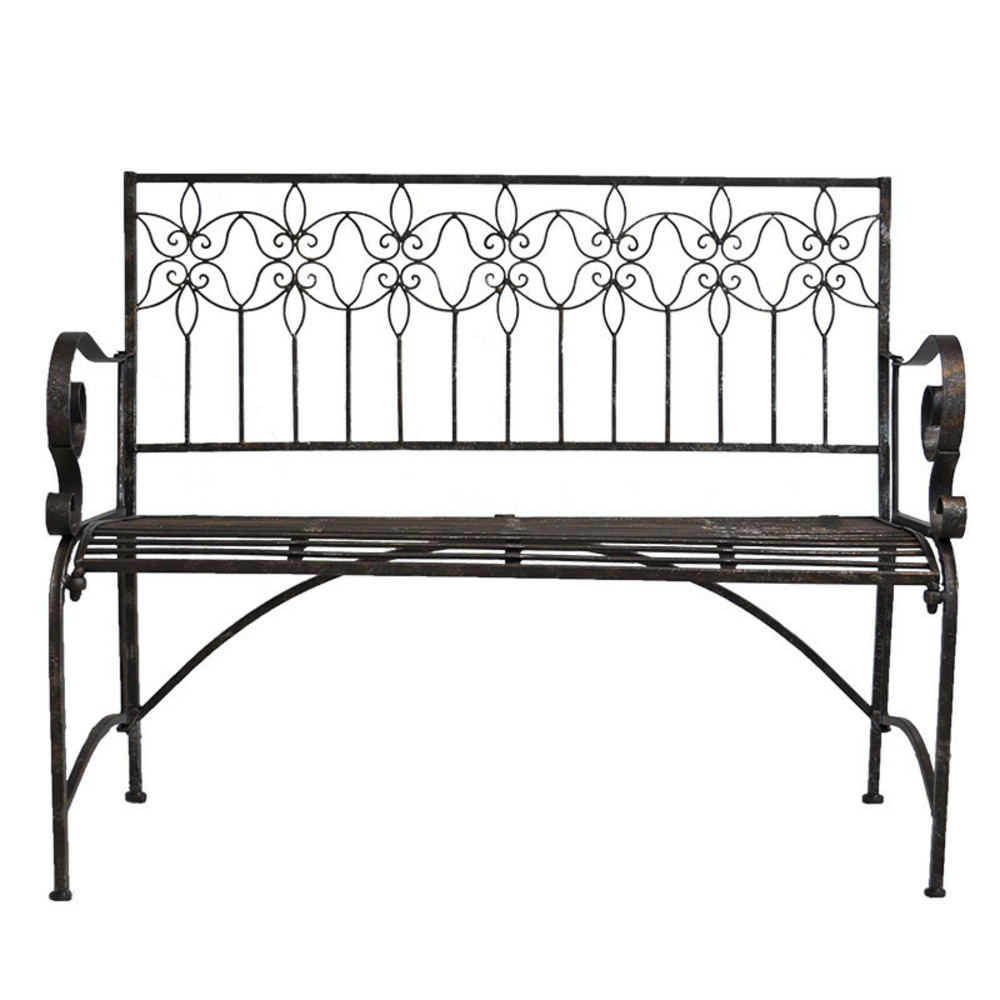 Banc jardin fer plein gris acier 114x46x91cm
