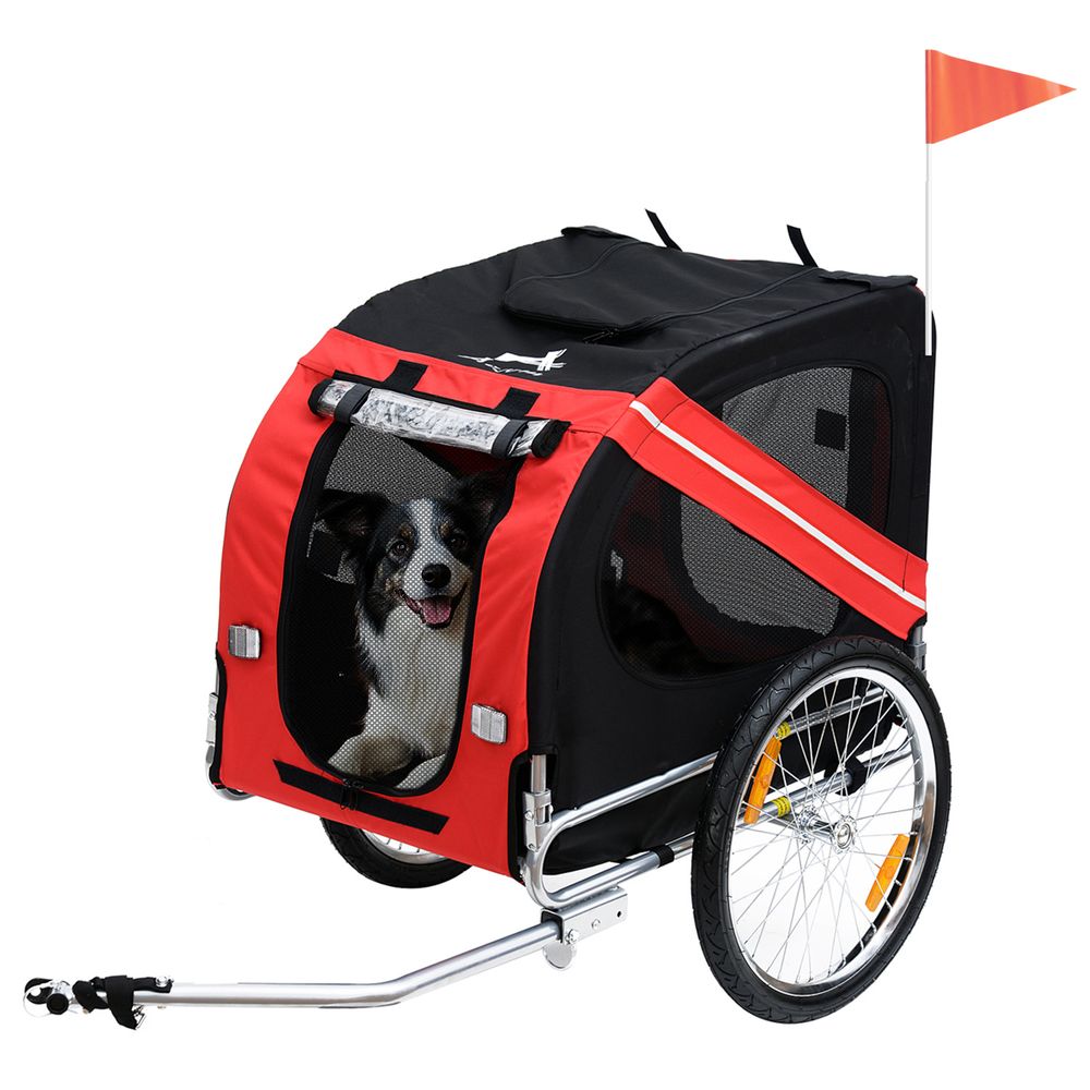 Remorque vélo chien acier et polyester balade protection intempéries 130x73x90cm noir