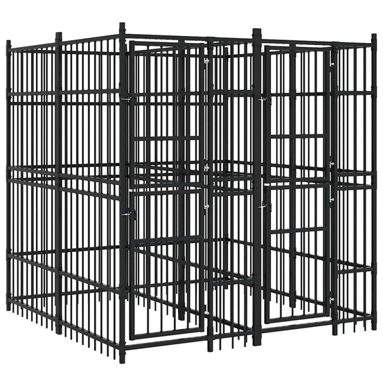 Chenil d'extérieur pour chiens acier 3,69 m²