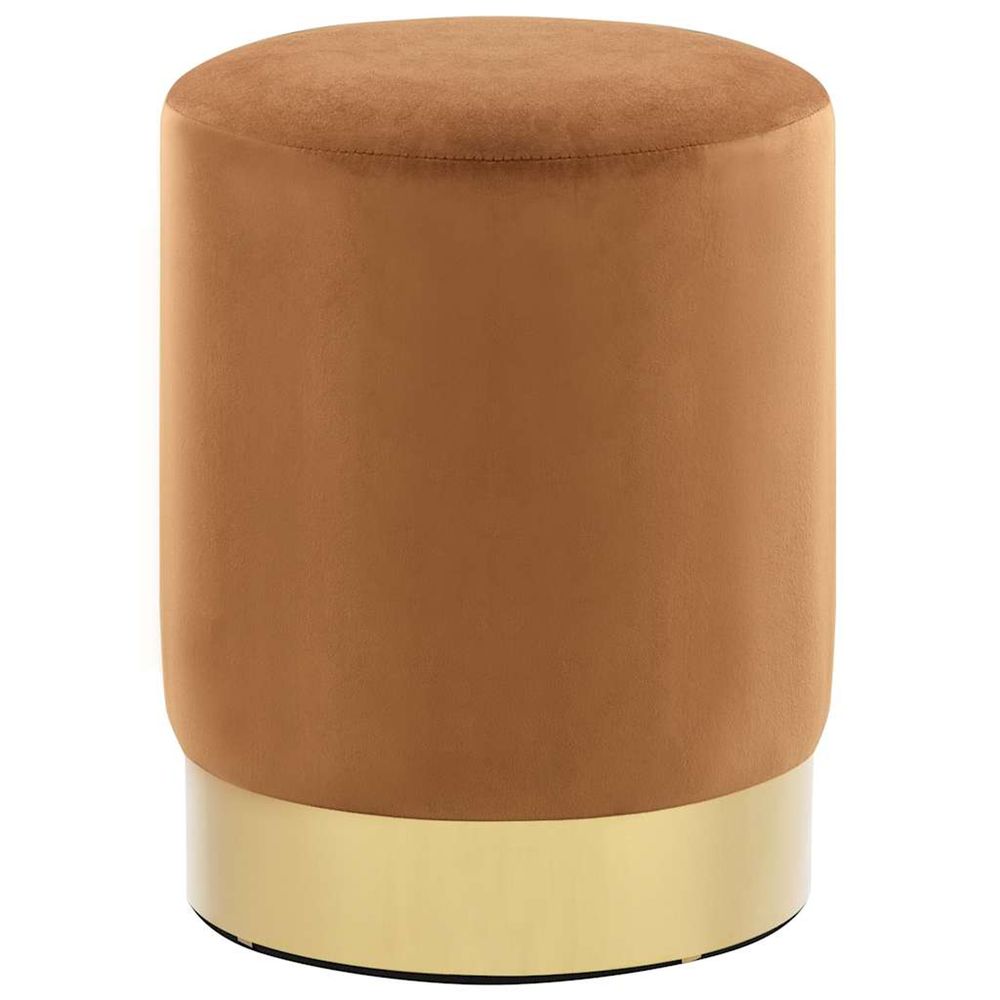 Tabouret marron et doré velours 28 x 36 cm