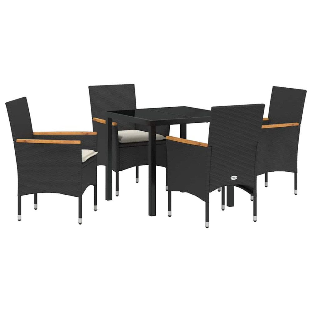 Ensemble de salle à manger pour jardin 5 pcs noir polyrotin