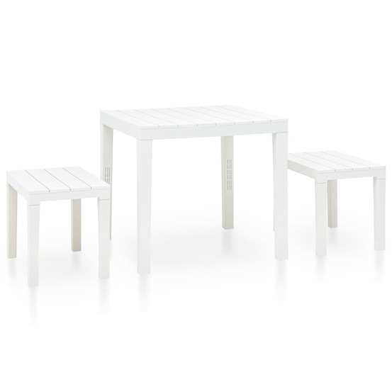 Table de jardin avec 2 bancs plastique blanc