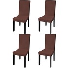 Housse de chaise droite extensible 4 pcs marron