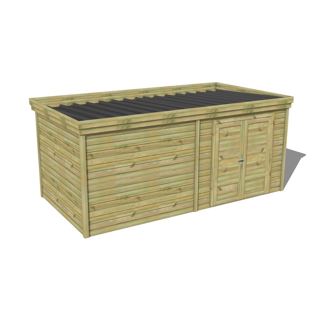 Abri de jardin bois pin traité autoclave 27mm - 5,69x2,64m / 15m2 - bac acier - abri français