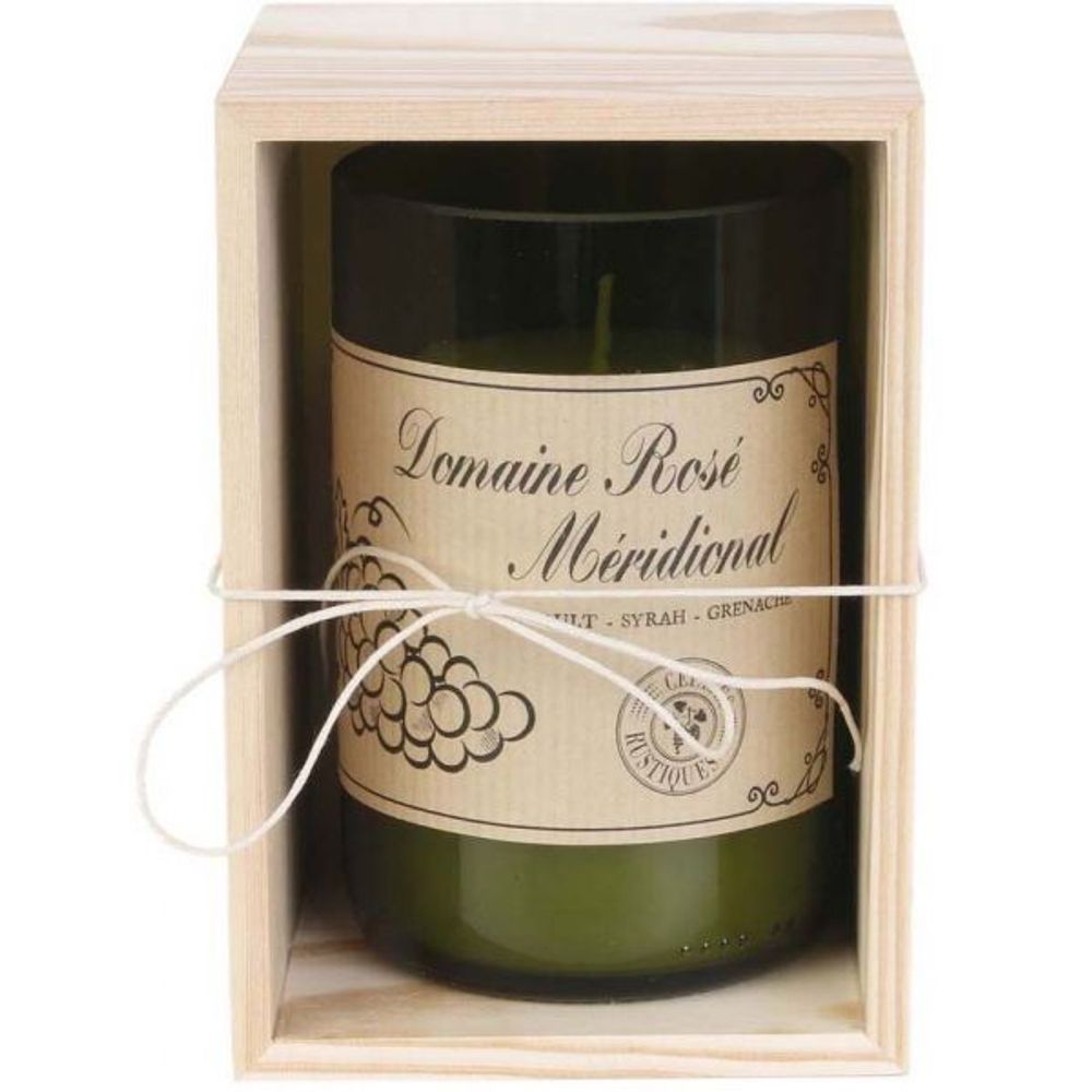 Bougie senteur bois de santal en coffret oenologie domaine rosé méridional