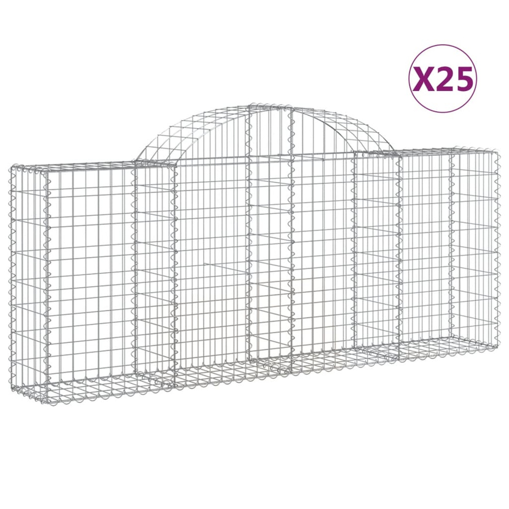 Paniers à gabions arqués 25 pcs 200x30x80/100 cm fer galvanisé