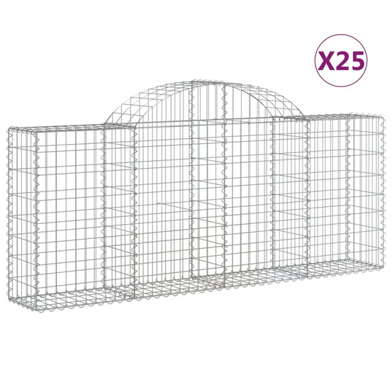 Paniers à gabions arqués 25 pcs 200x30x80/100 cm fer galvanisé