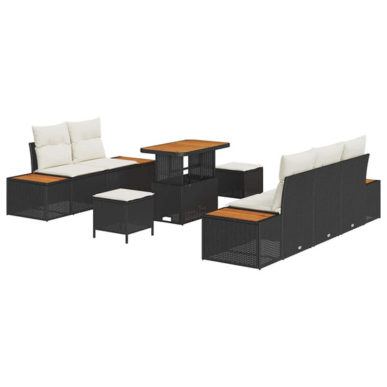 Ensemble de canapé de jardin avec coussin 8 pcs noir et crème